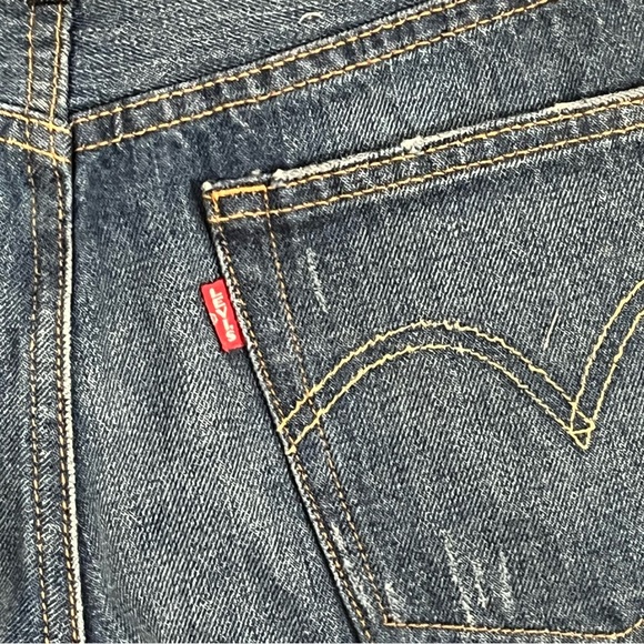 LEVI’S 501 Button Fly Premium Dark Wash Vintage Denim Cutoff Jean Shorts Size 29 - Picture 8 of 13